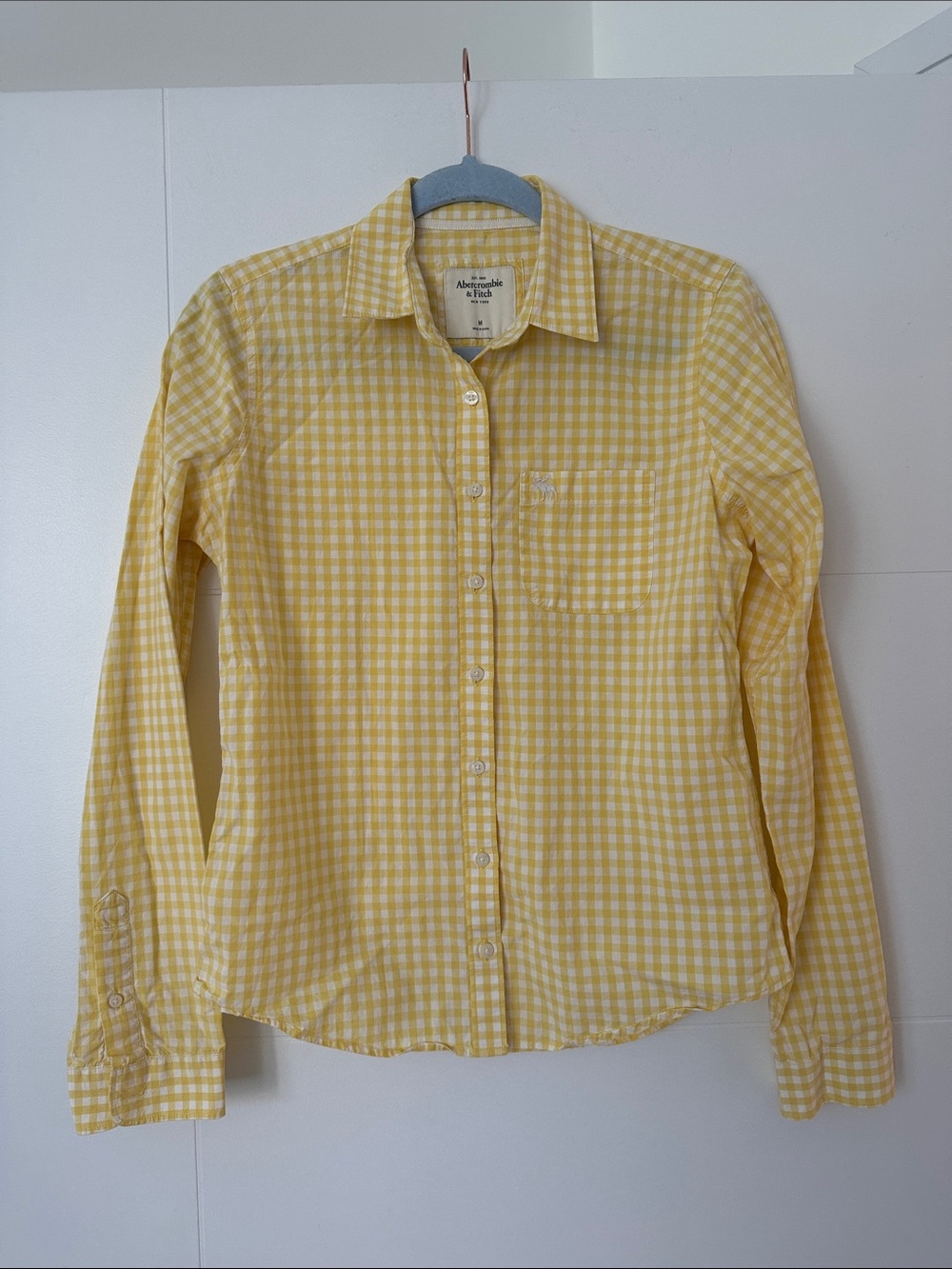 Abercrombie & Fitch Yellow Gingham Button-Down Shirt
